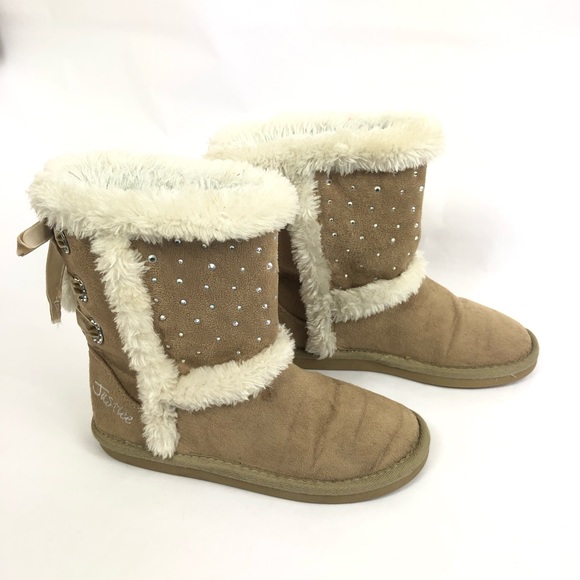 Justice Girls Faux Fur Slip On Comfort Boots - Picture 1 of 10